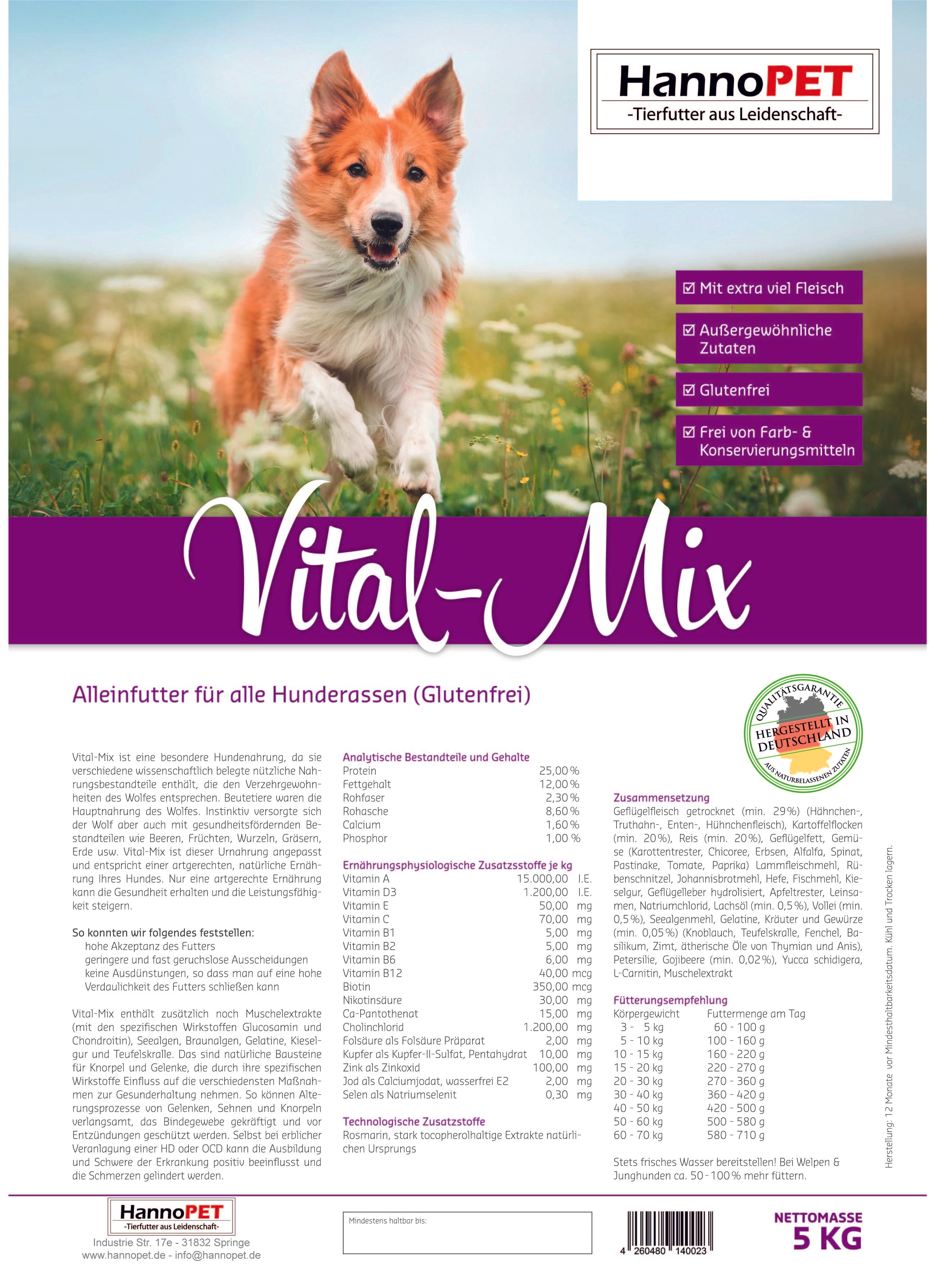 Vital-Mix Hundefutter mit extra viel Fleisch
