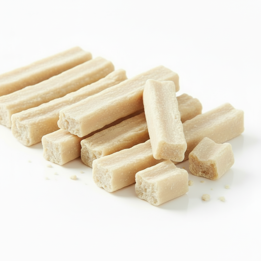Kaukäse für Hunde auf weißem HIntergrun