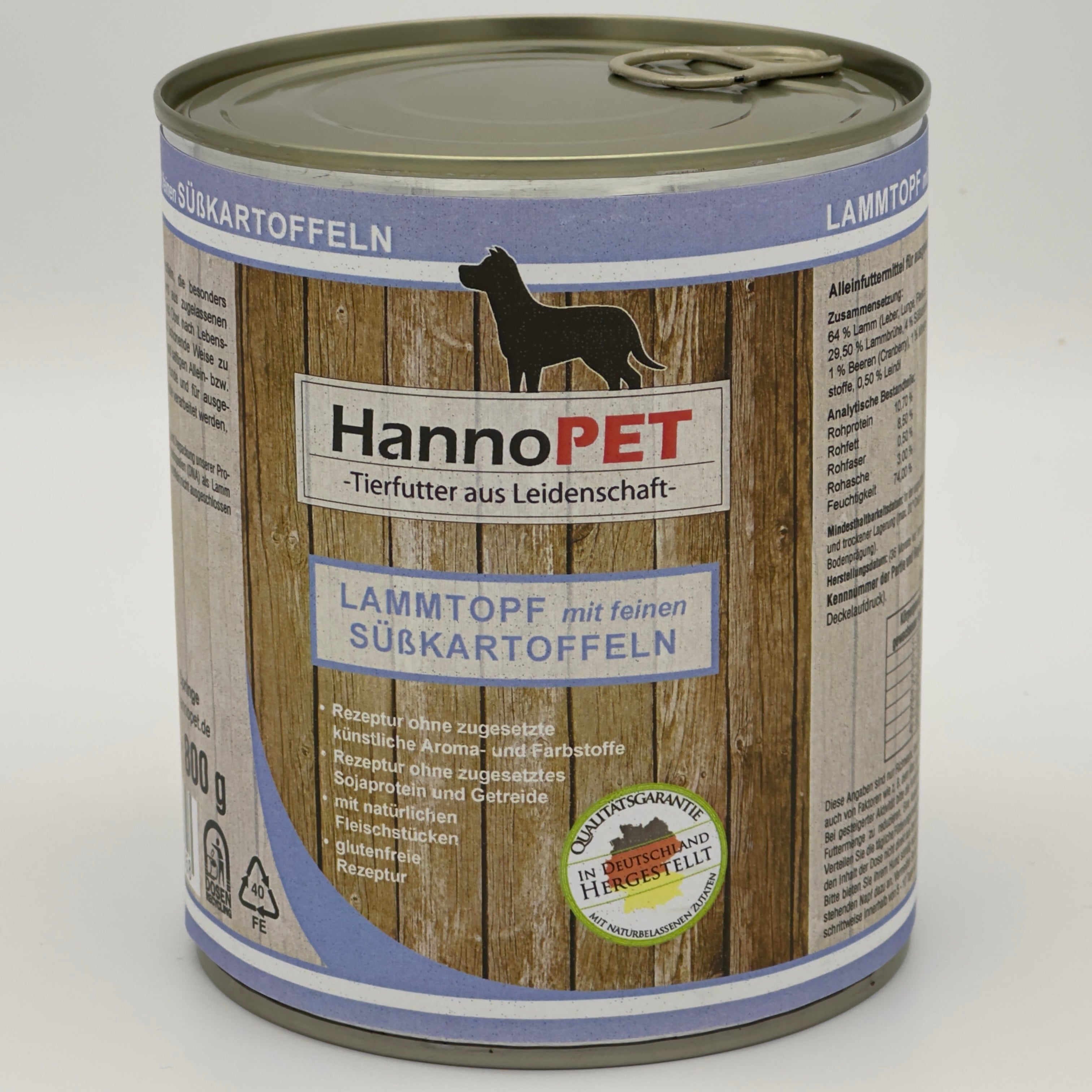 Lammtopf fuer Hunde 800g Hannopet