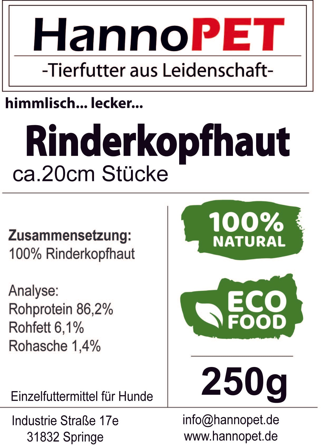 Rinder Kopfhaut 250g